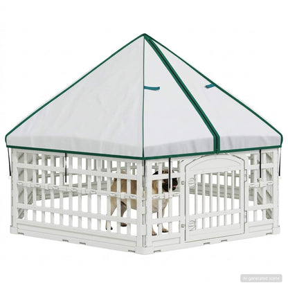 6 Panel Dog Playpen 177.5 x 154.5 x 112 cm Plastic White