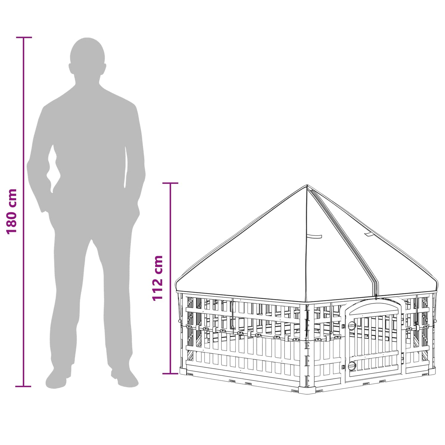 6 Panel Dog Playpen 177.5 x 154.5 x 112 cm Plastic White