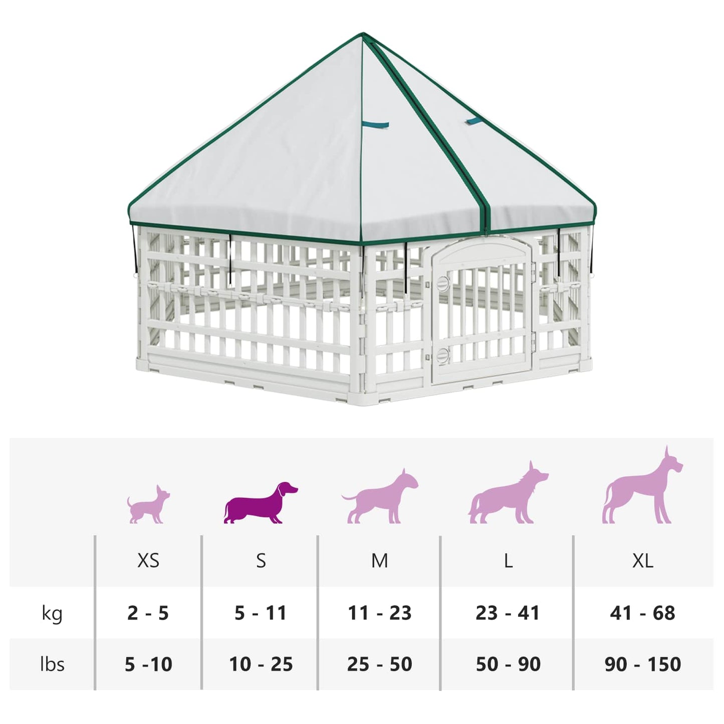 6 Panel Dog Playpen 177.5 x 154.5 x 112 cm Plastic White