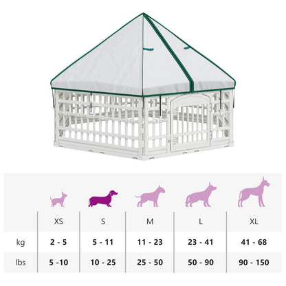 6 Panel Dog Playpen 177.5 x 154.5 x 112 cm Plastic White