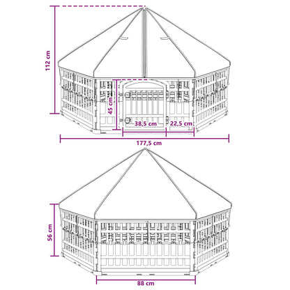 6 Panel Dog Playpen 177.5 x 154.5 x 112 cm Plastic White