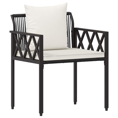 Outdoor Furniture Set 4 pcs Black and Cream White Poly Rattan