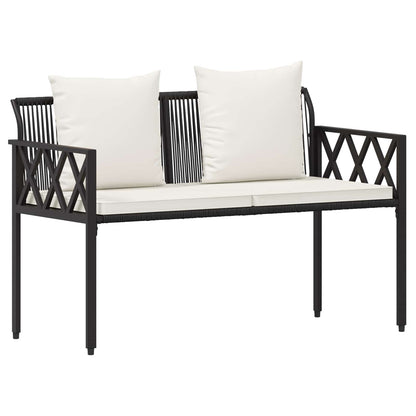 Outdoor Furniture Set 4 pcs Black and Cream White Poly Rattan