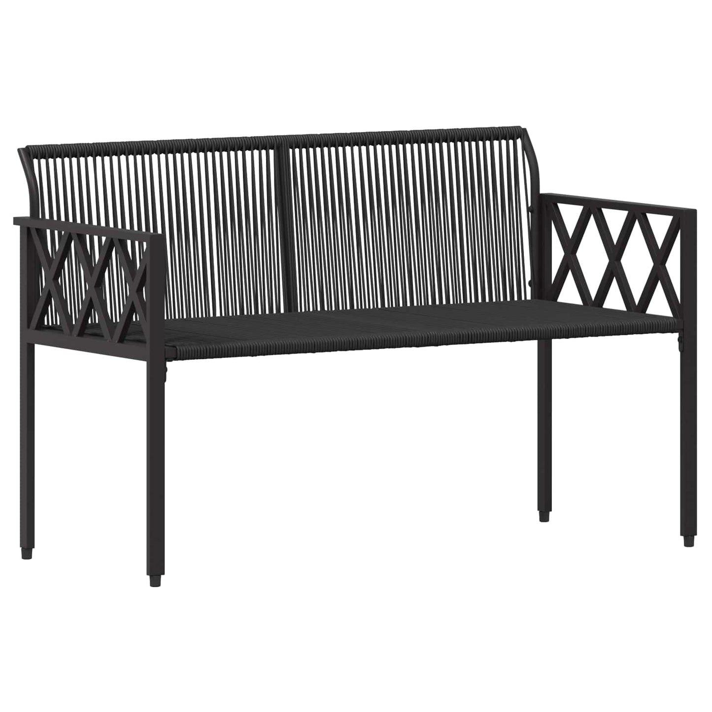 Outdoor Furniture Set 4 pcs Black and Cream White Poly Rattan