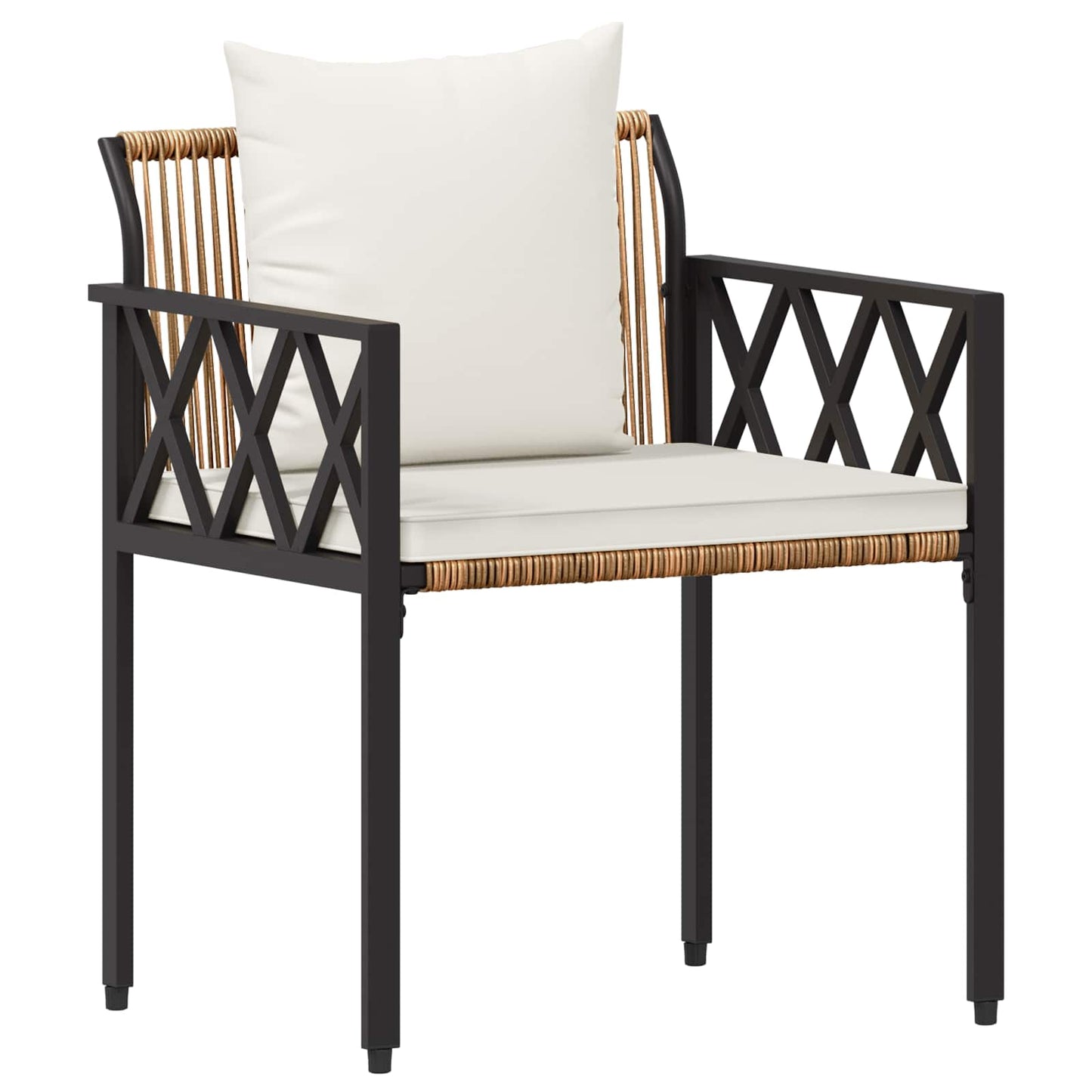 Outdoor Furniture Set 3 pcs Brown and Cream White Poly Rattan