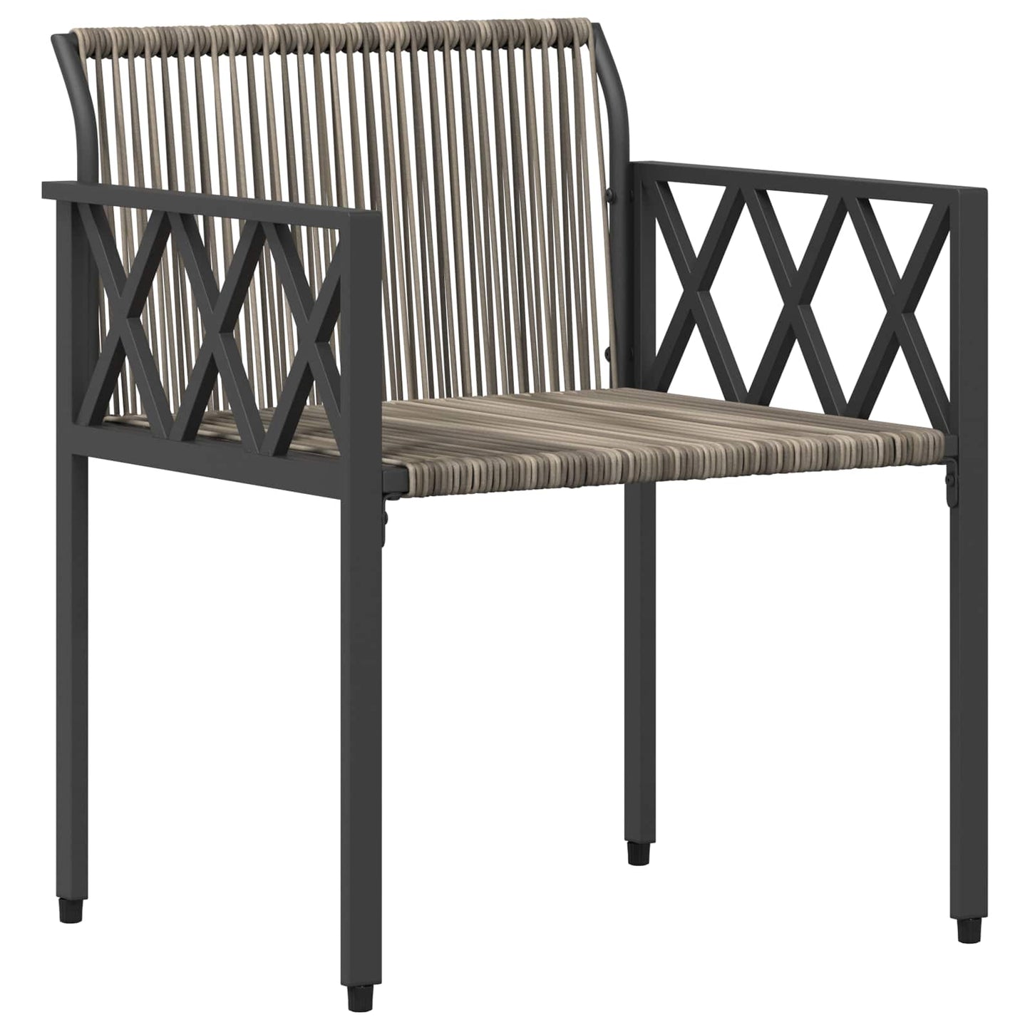 Outdoor Furniture Set 3 pcs Grey and Navy Blue Poly Rattan