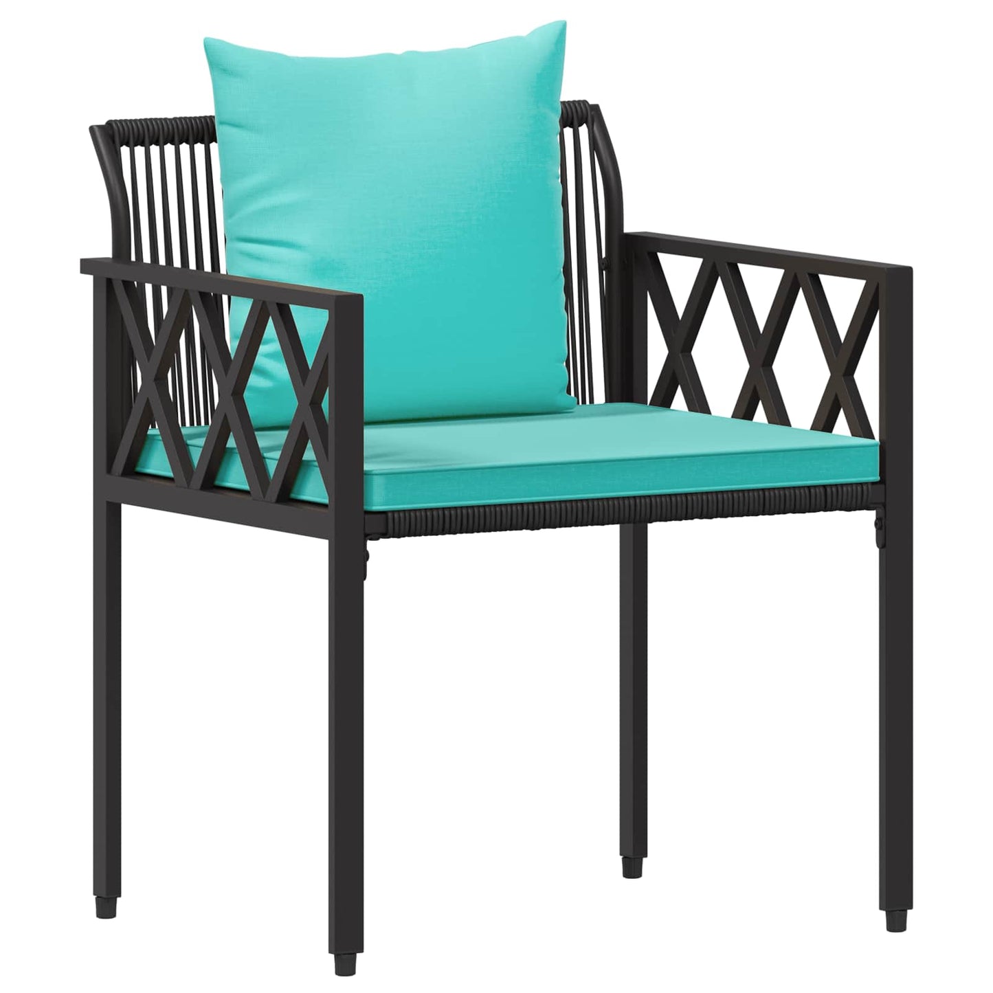 Outdoor Furniture Set 3 pcs Black and Turquoise Poly Rattan