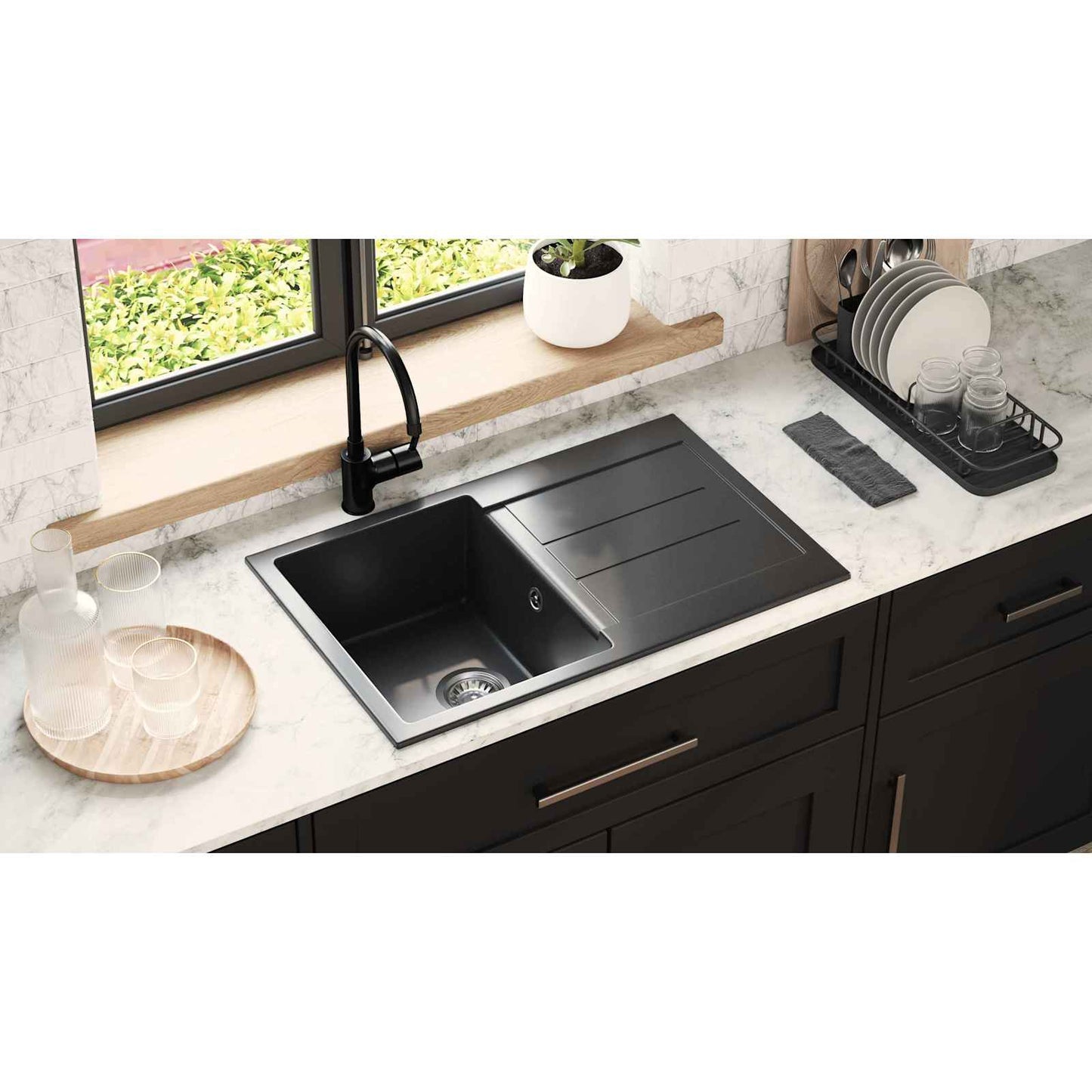 Sink Black 780 x 500 mm 80% Quartz and 20% Resin