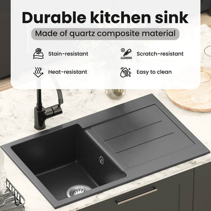 Sink Black 780 x 500 mm 80% Quartz and 20% Resin