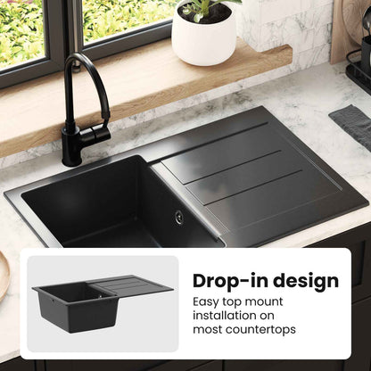 Sink Black 780 x 500 mm 80% Quartz and 20% Resin