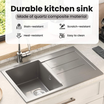 Sink Grey 780 x 500 mm 80% Quartz and 20% Resin