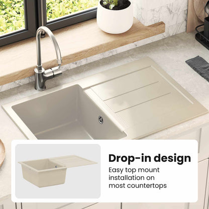 Sink Beige 780 x 500 mm 80% Quartz and 20% Resin