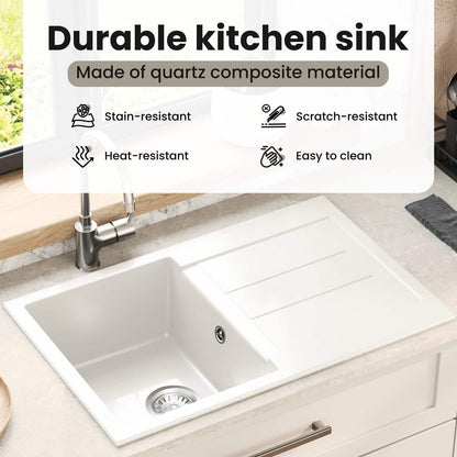 Sink White 780 x 500 mm 80% Quartz and 20% Resin