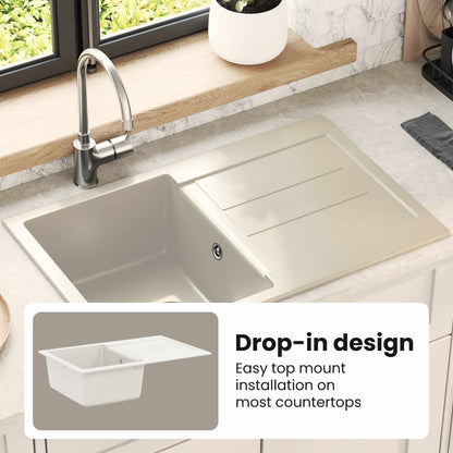 Sink White 780 x 500 mm 80% Quartz and 20% Resin