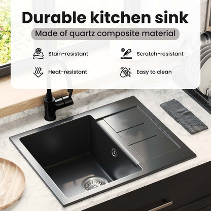Sink Black 620 x 500 mm 80% Quartz and 20% Resin