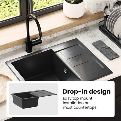 Sink Black 620 x 500 mm 80% Quartz and 20% Resin