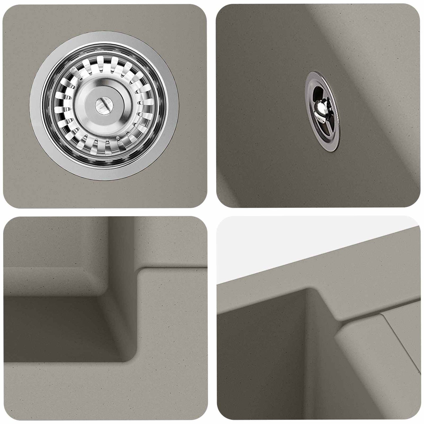 Sink Grey 620 x 500 mm 80% Quartz and 20% Resin