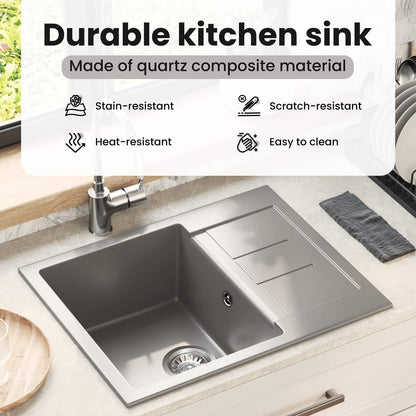 Sink Grey 620 x 500 mm 80% Quartz and 20% Resin
