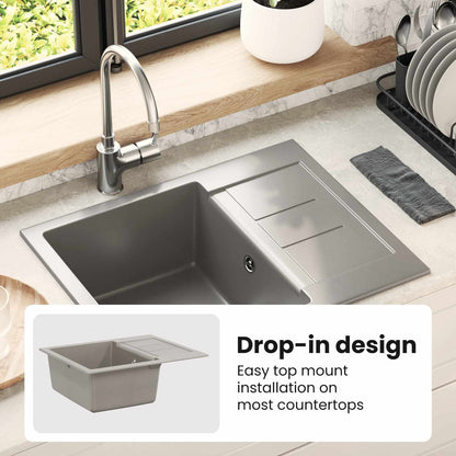 Sink Grey 620 x 500 mm 80% Quartz and 20% Resin