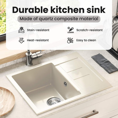 Sink Beige 620 x 500 mm 80% Quartz and 20% Resin