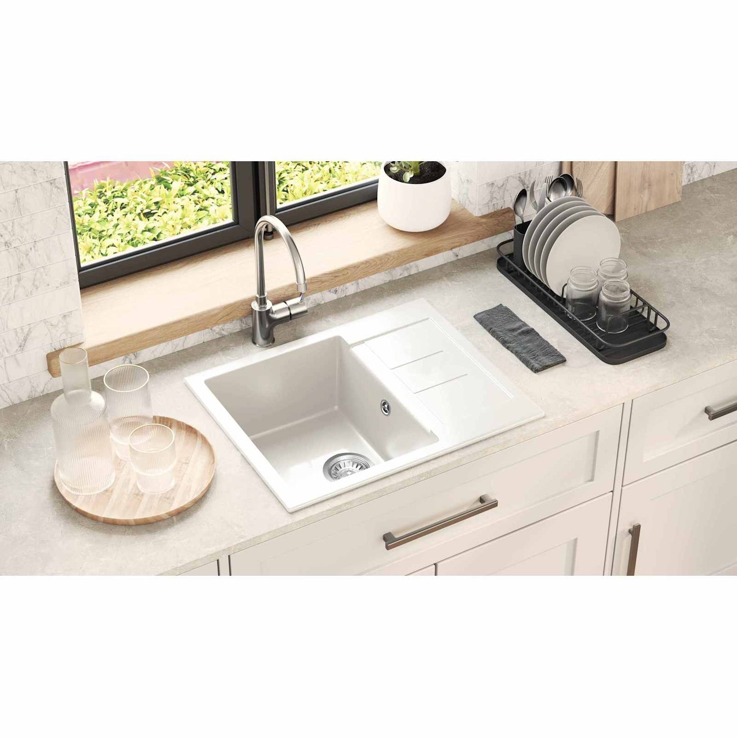 Sink White 620 x 500 mm 80% Quartz and 20% Resin