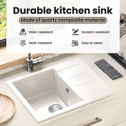 Sink White 620 x 500 mm 80% Quartz and 20% Resin