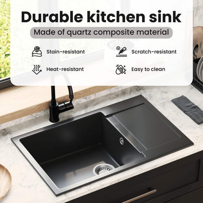 Sink Black 780 x 500 mm 80% Quartz and 20% Resin