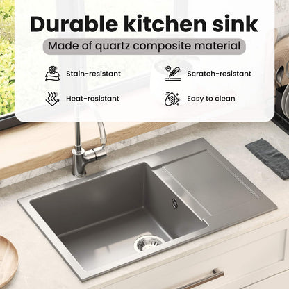 Sink Grey 780 x 500 mm 80% Quartz and 20% Resin
