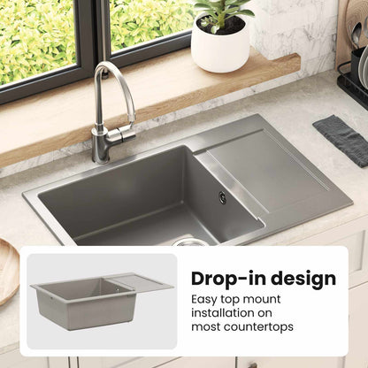 Sink Grey 780 x 500 mm 80% Quartz and 20% Resin