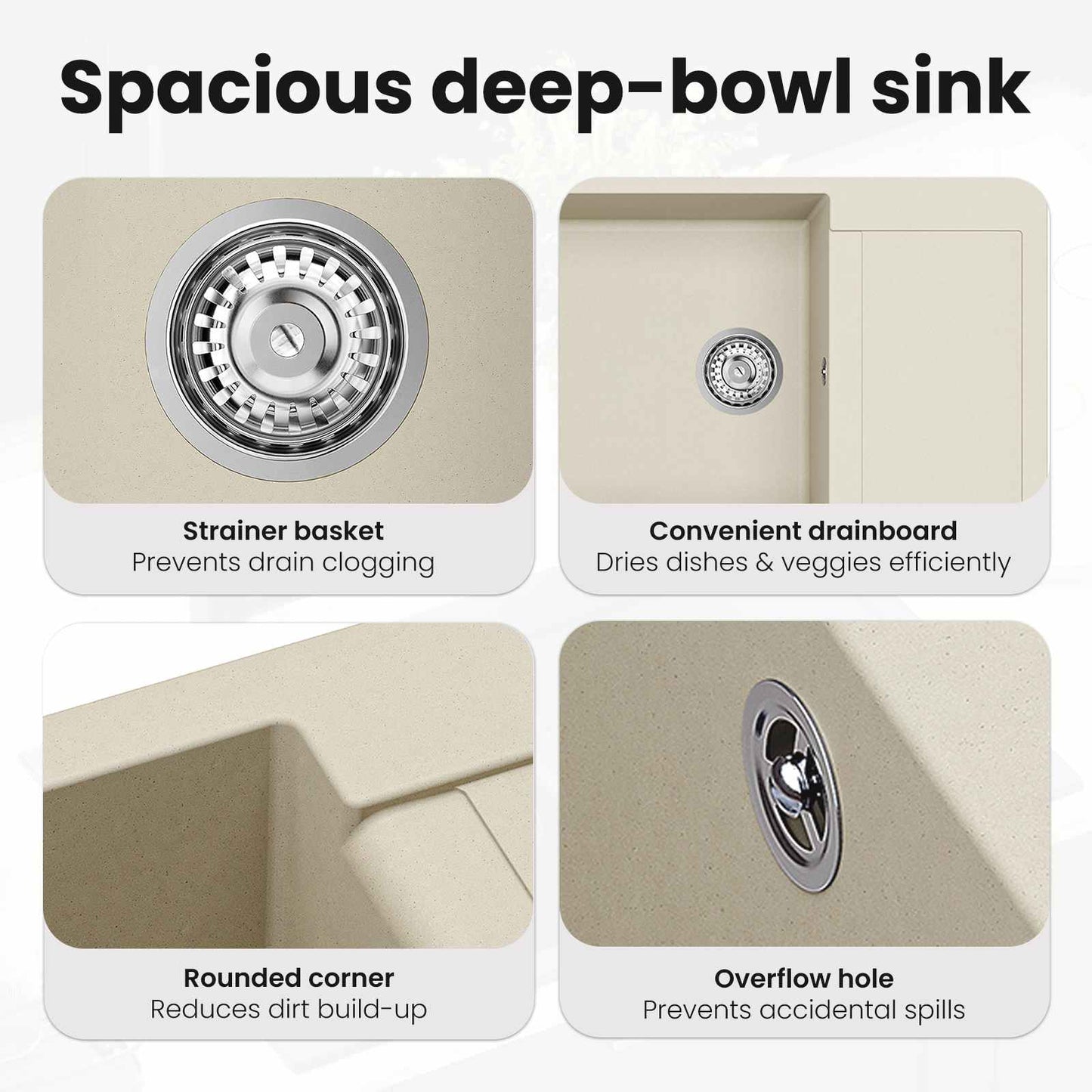 Sink Beige 780 x 500 mm 80% Quartz and 20% Resin