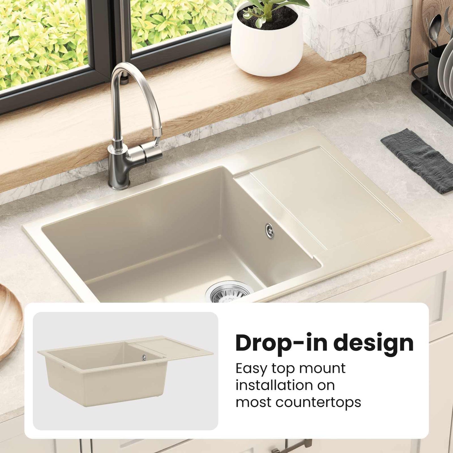 Sink Beige 780 x 500 mm 80% Quartz and 20% Resin