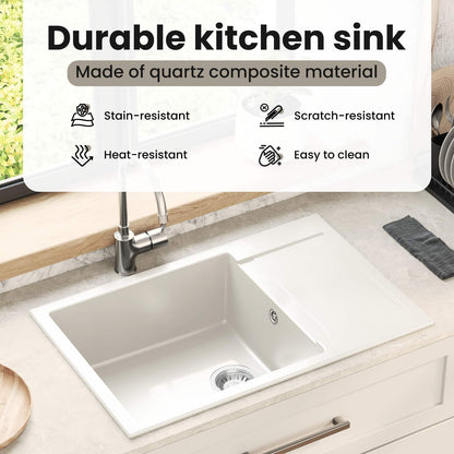 Sink White 780 x 500 mm 80% Quartz and 20% Resin