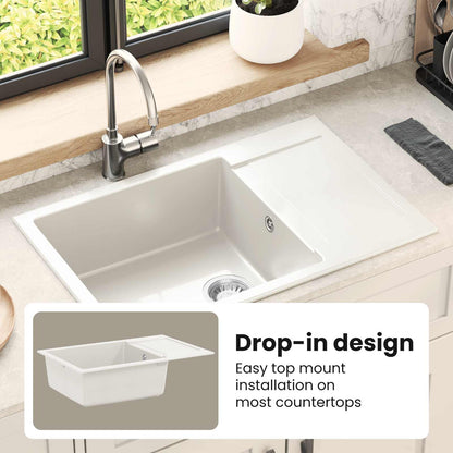 Sink White 780 x 500 mm 80% Quartz and 20% Resin