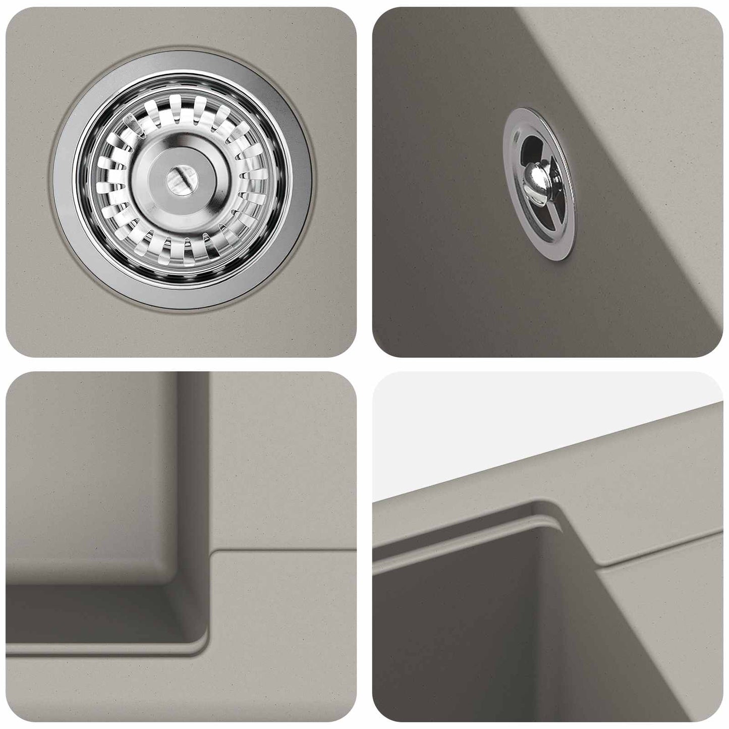 Sink Grey 560 x 460 mm 80% Quartz and 20% Resin