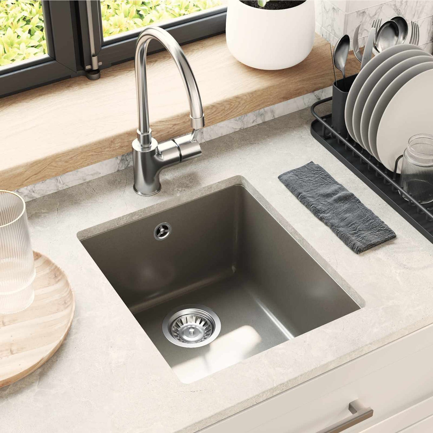 Sink Grey 370 x 460 mm 80% Quartz and 20% Resin