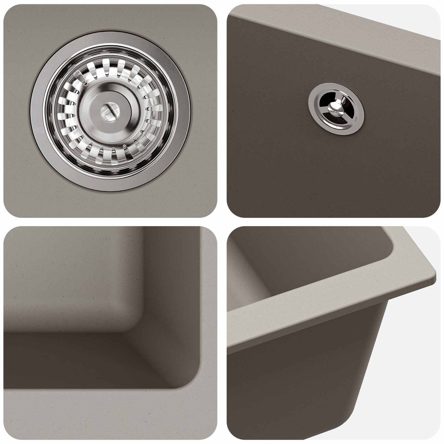 Sink Grey 430 x 460 mm 80% Quartz and 20% Resin