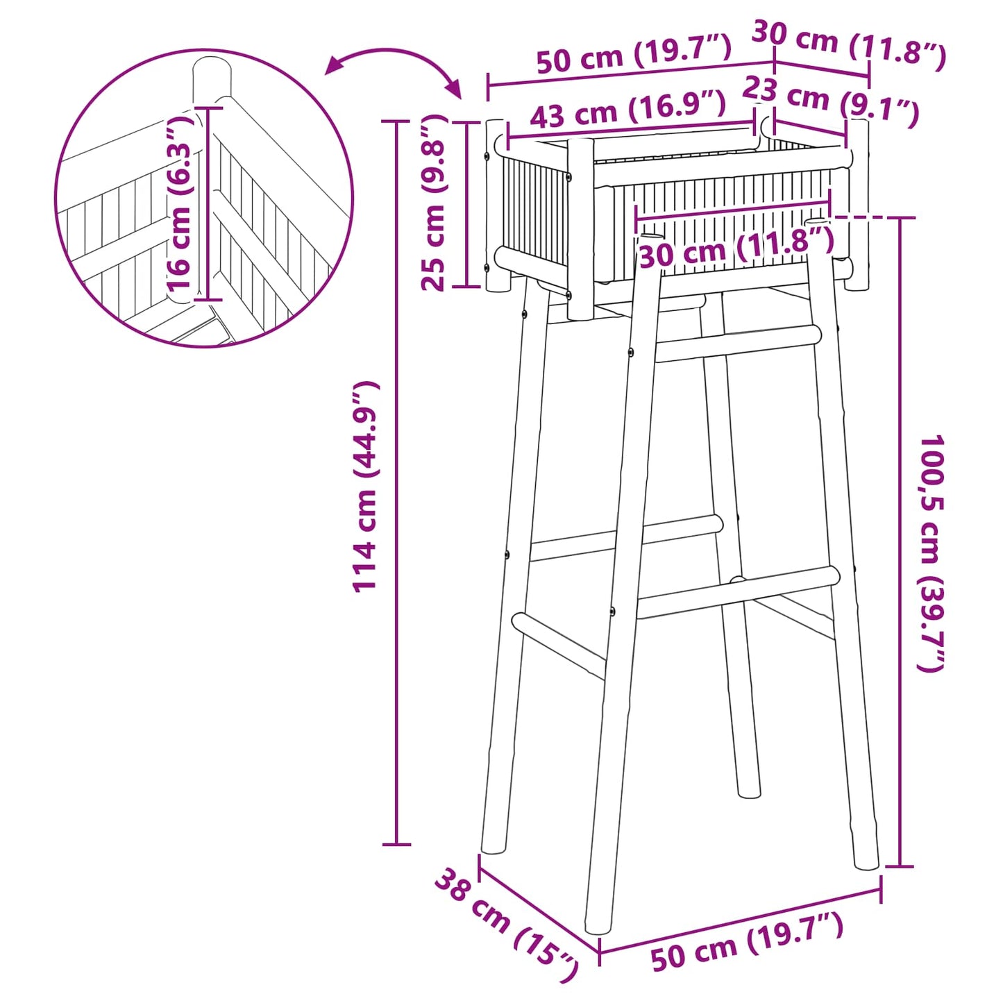 Garden Planter with Holder Natural 19.69 x 14.96 x 44.88 in