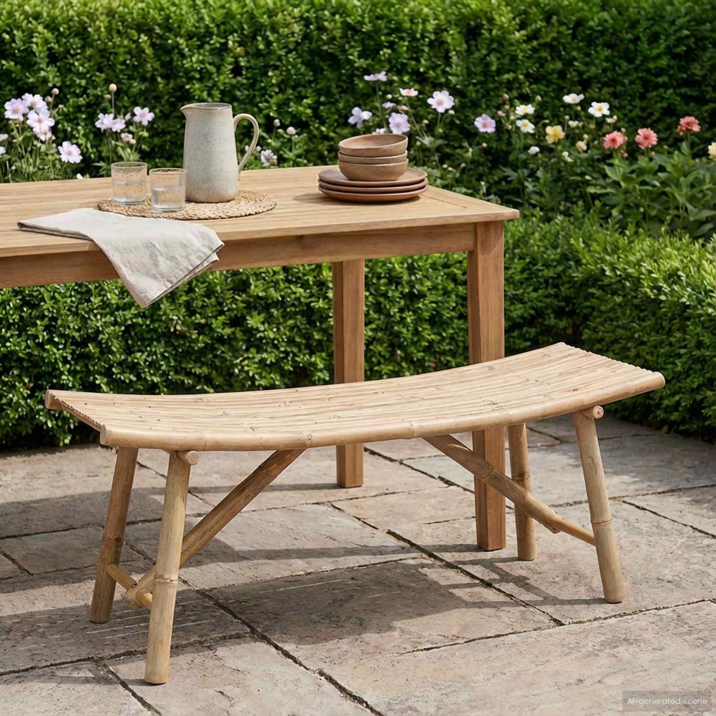 Garden Bench Natural 43.31 x 17.72 x 19.69 in Bamboo