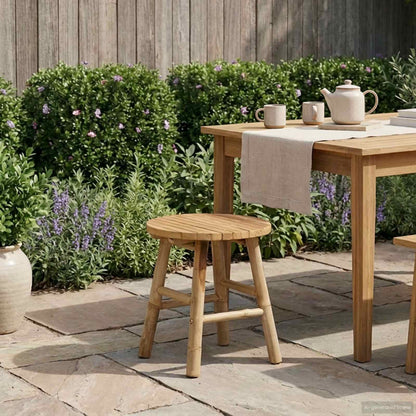 Garden Stool Light Brown Ø 14.96 x 16.54 in Bamboo