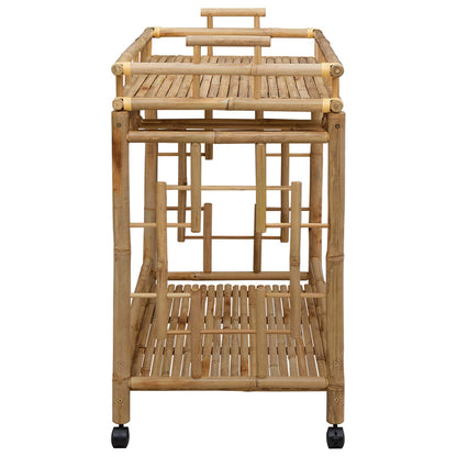 Wine Trolley with Wheels Natural 33.46 x 19.69 x 36.61 in