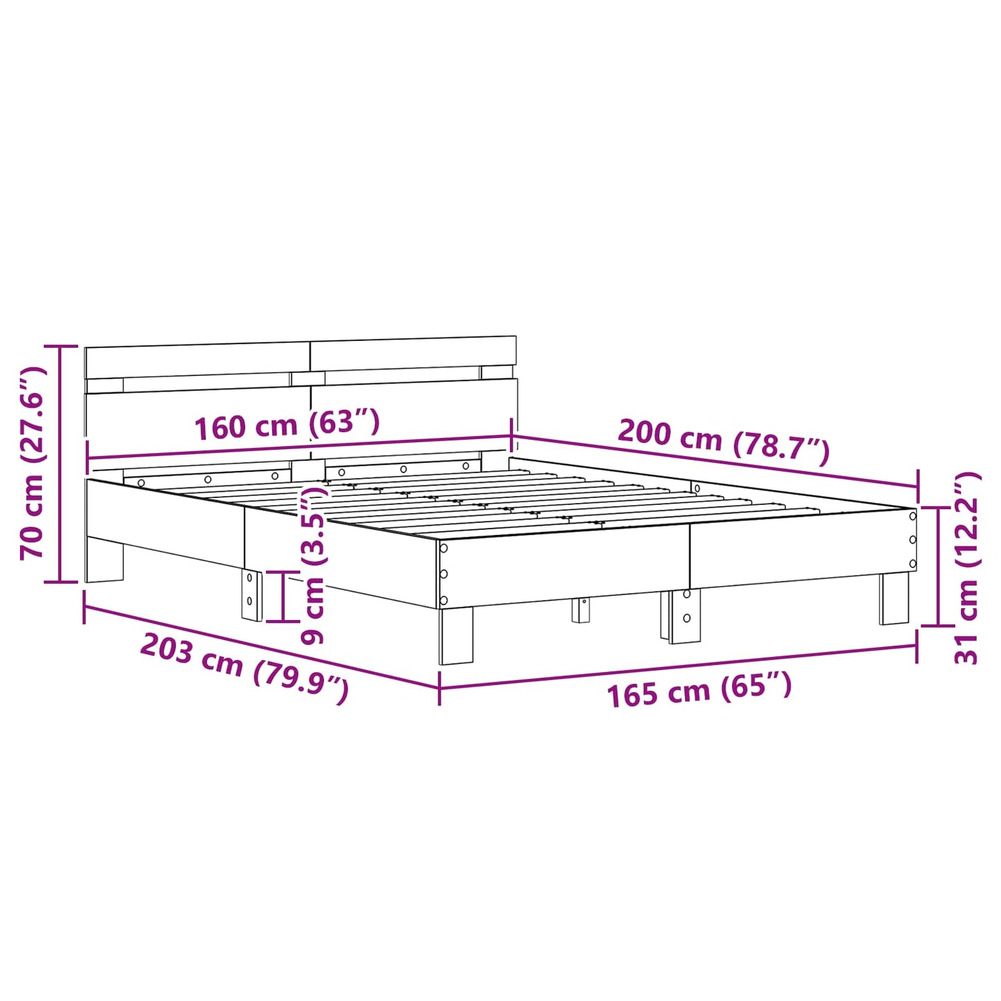 Bed Frame Old Wood 160 x 200 cm Engineered Wood