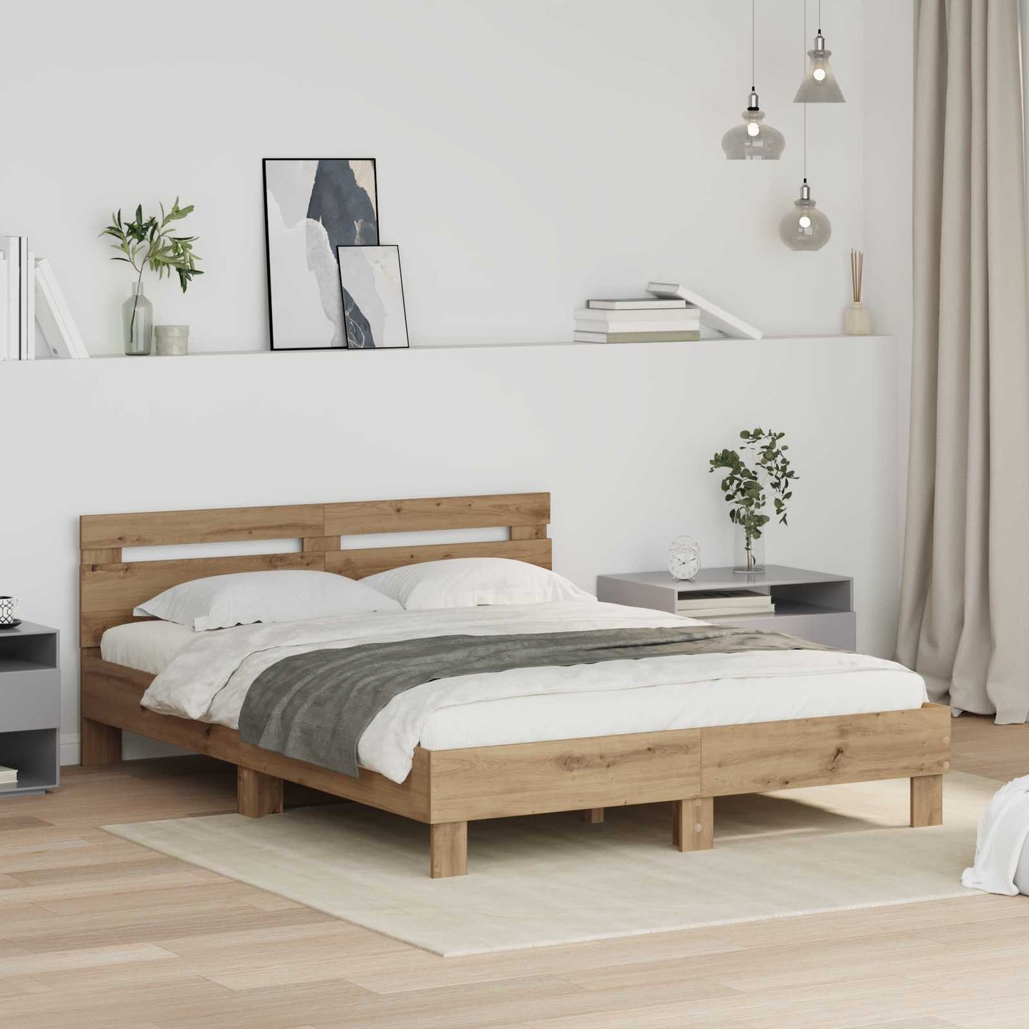 Bed Frame Artisan Oak 160 x 200 cm Engineered Wood