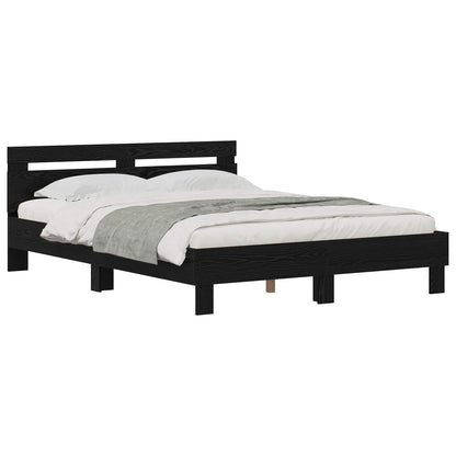 Bed Frame Black Oak 160 x 200 cm Engineered Wood