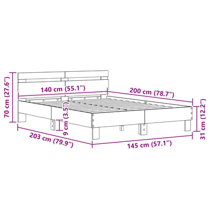 Bed Frame Old Wood 140 x 200 cm Engineered Wood