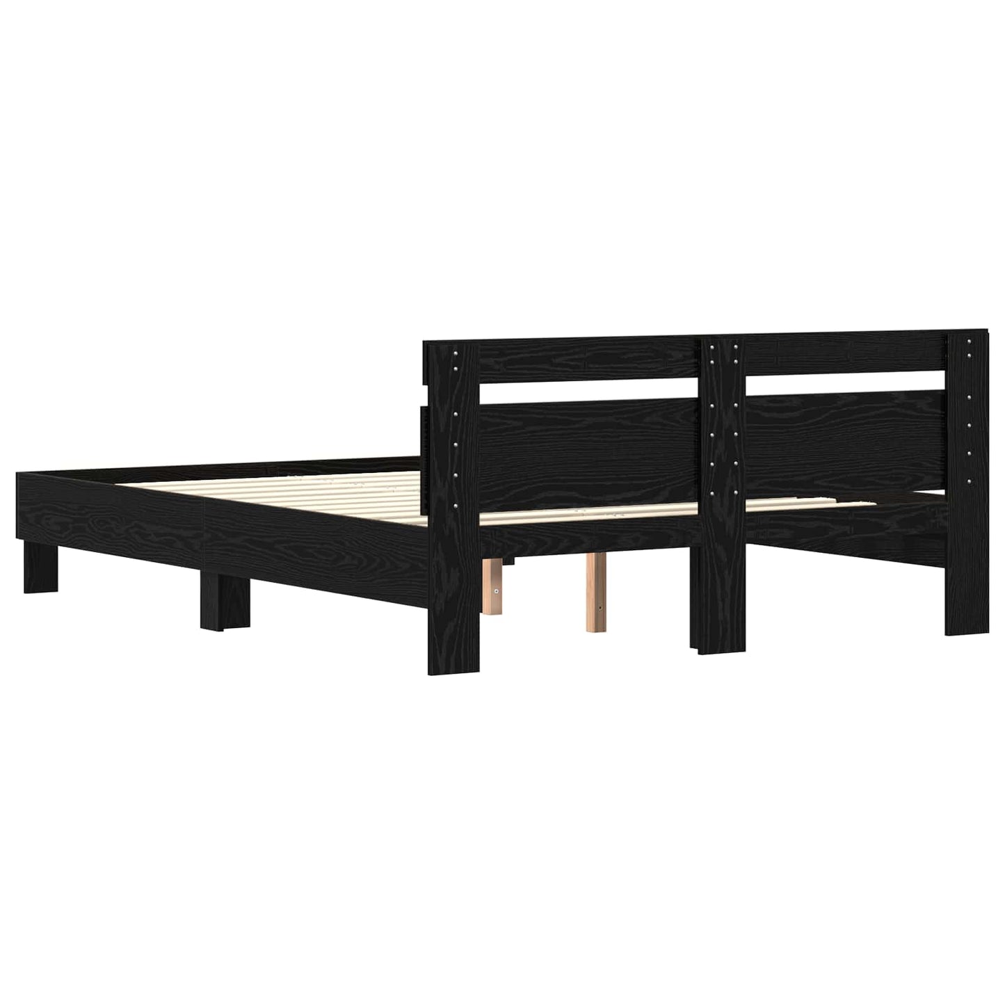 Bed Frame Black Oak 140 x 200 cm Engineered Wood