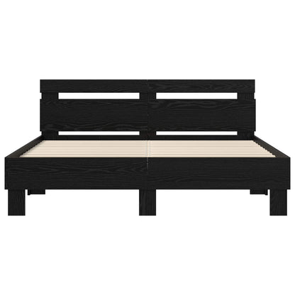 Bed Frame Black Oak 140 x 200 cm Engineered Wood
