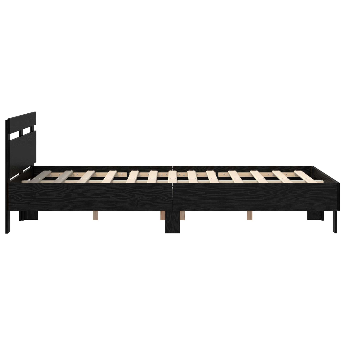 Bed Frame Black Oak 140 x 200 cm Engineered Wood