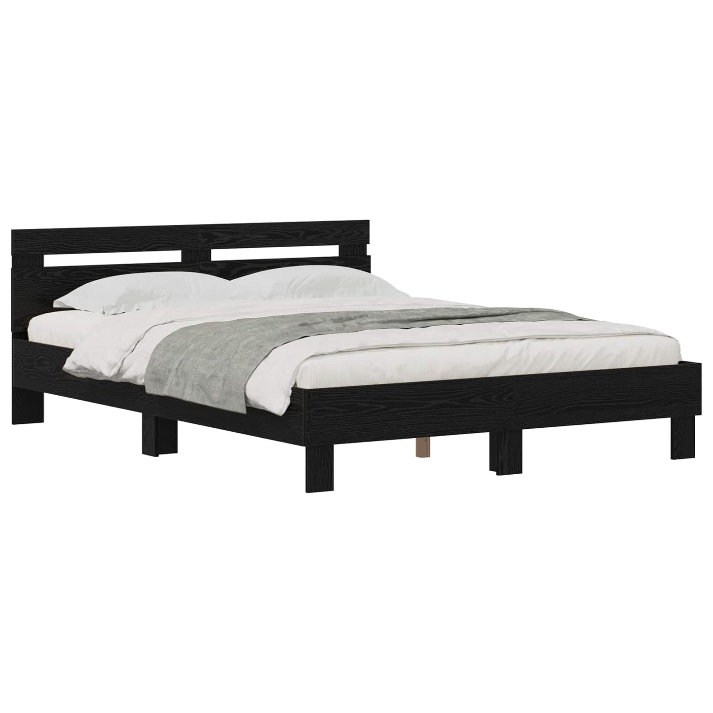Bed Frame Black Oak 120 x 200 cm Engineered Wood