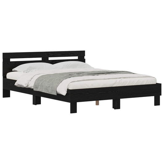 Bed Frame Black Oak 120 x 200 cm Engineered Wood