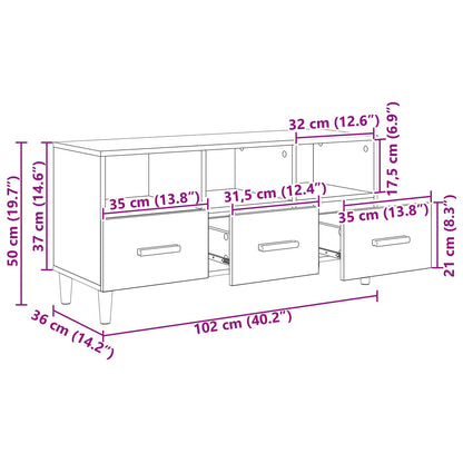 TV Cabinet 102 x 36 x 50 cm Artisian Oak Engineered Wood